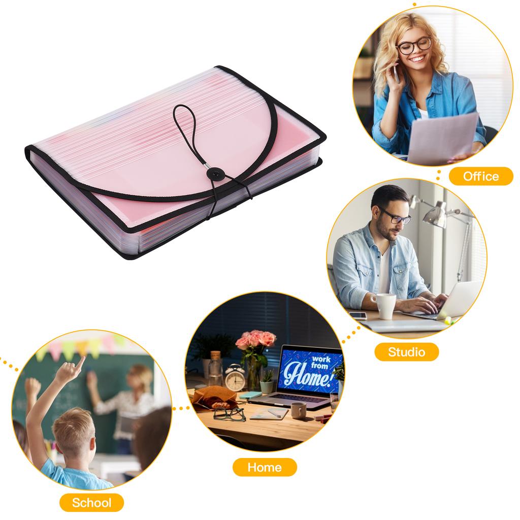 Accordian File Folder Organizer 24 Pockets Expanding File Bags with Cover A4 Letter Size Document