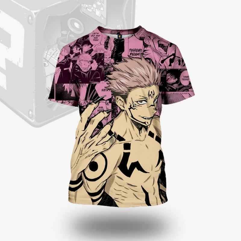 Летняя 3D футболка с персонажами Аниме Sukuna Goju Itadori Jujutsu Kaisen для детей и взрослых Уличный повседневный топ Одежда для детей и взрослых 2024
