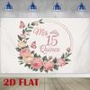 2D Glitter Double Ring Crown Floral Sweet Fifteen Birthday Photography Backdrop