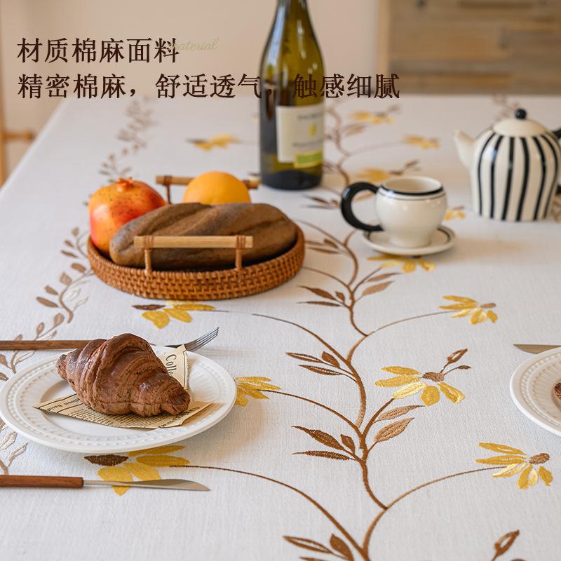 Вышитая Скатерть Ткань Цветок Вышитая Скатерть Литературная И Простая Современная Прямоугольная Скатерть для Обеденного Стола Скатерть для Кофейного Столика