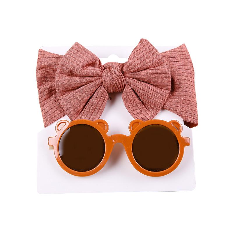 Baby Hair Accessories Summer Infant Headband Sunglasses Sun Protection Beach Kids Sun Glasses Head Band Set 2Pcs/Pack