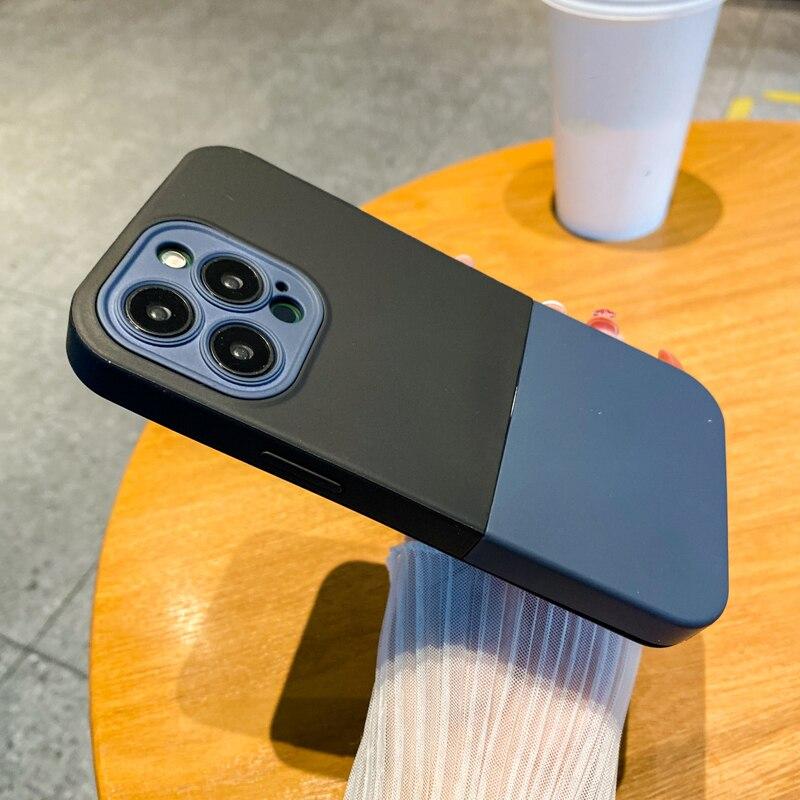 Чехол для телефона контрастного цвета для iPhone 13 11 12 14 Pro Max 3 в 1, модный мягкий силиконовый чехол-бампер из жидкого силикона для iPhone 13