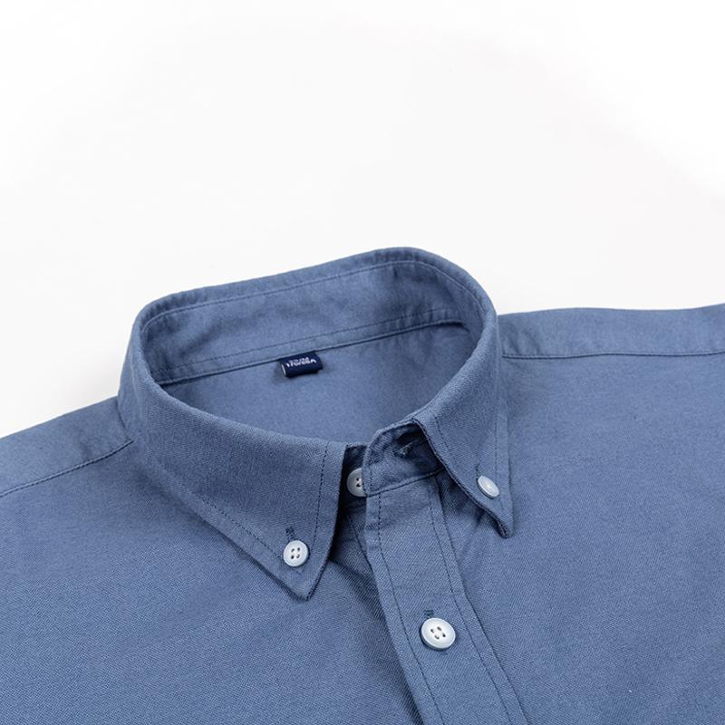 New Cotton Oxford Plaid Shirts Men Casual Spring Autumn Checked Long Sleeve Shirt For Man Iron Free