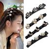 4pcs Sparkling Crystal Stone Braided Hair Clips Women Satin Fabric Hair Clips,Rsvelte Braided Hair Clip with 3 Small Clips, Multi Clip Hair Barrette