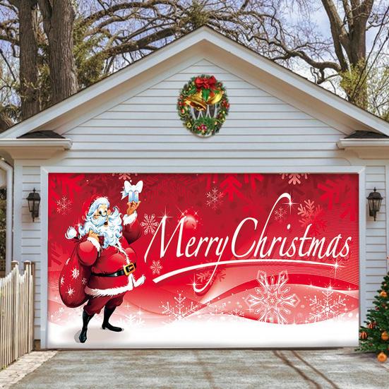 480x210 см Рождественский гобелен на дверь гаража Санта-Лось Снеговик с принтом в помещении и на открытом воздухе праздник настенный баннер фон дверная крышка декоративная ткань