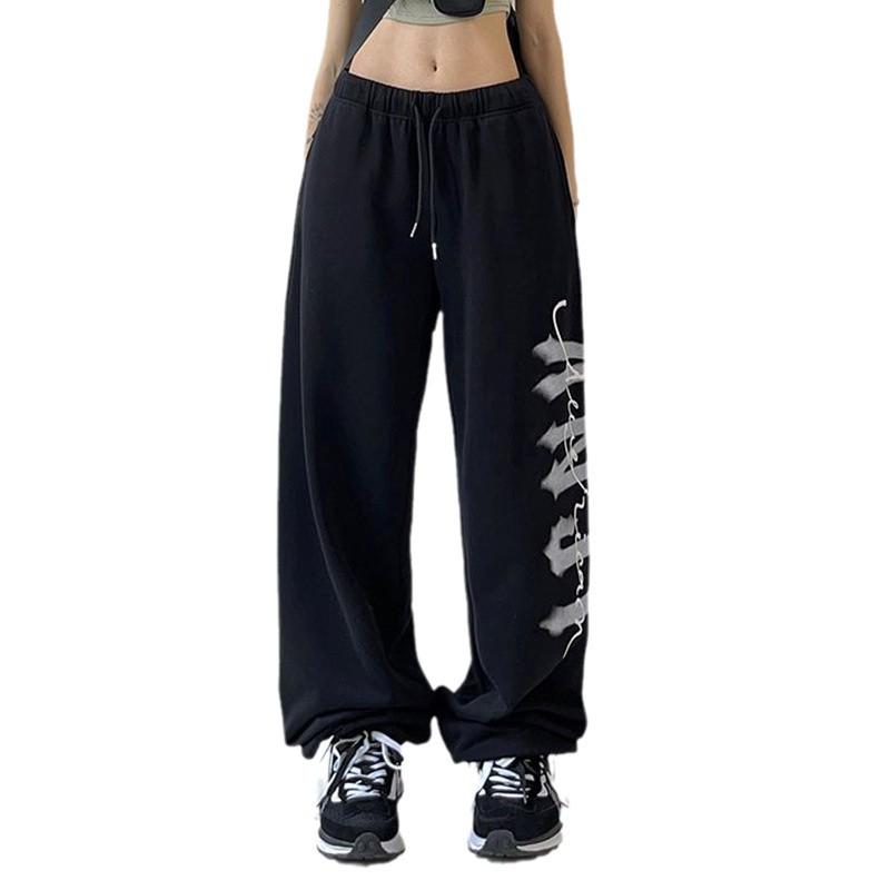 Спортивные брюки Hipster женские повседневные брюки с принтом с высокой талией прямые узкие широкие брюки Drag