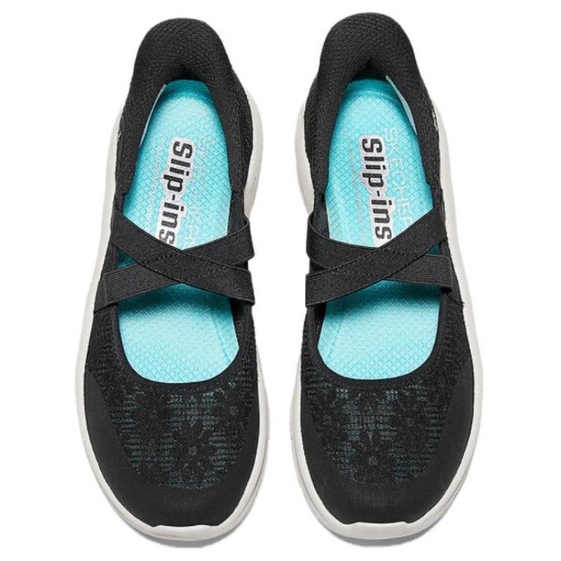 Skechers Современные женские туфли Mary Janes D'Lux из ткани на толстой подошве Черные 159286-BLK