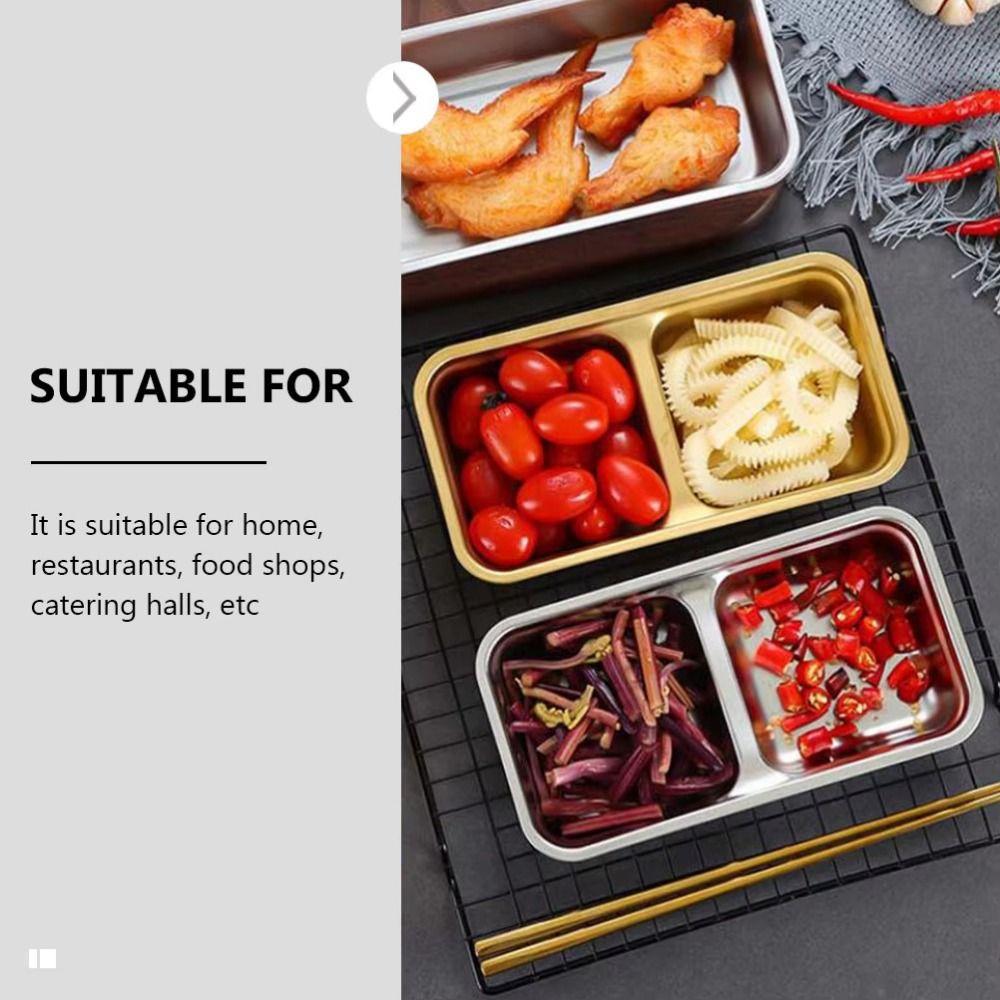 Многоразовые контейнеры для закусок из нержавеющей стали, не обжигающая разделенная тарелка для обеда, пикник