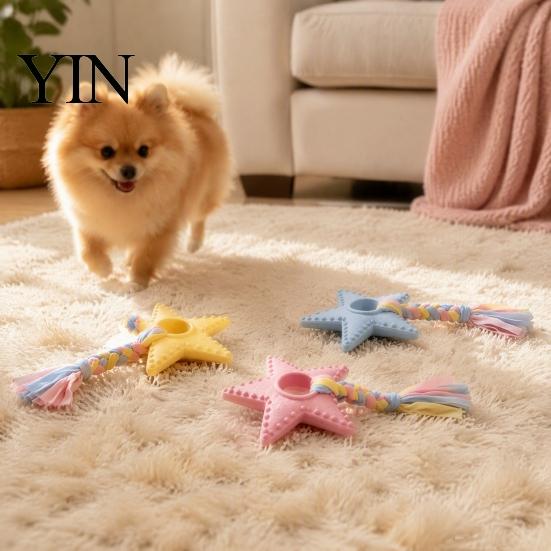 Star Shaped Dog Toys Chew Toy, Bite Resistant Pet Boredom Toy Puppy Teething with Braided Cloth Strip, Aggressive Chewer Teeth Cleaning