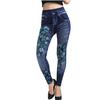 Slim Women Faux Denim Jeans Leggings Butterfly Printing Fitness Plus Size Pencil Pants