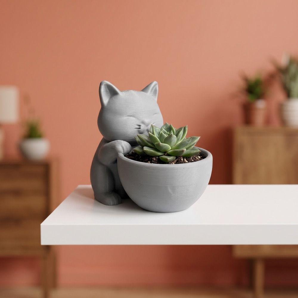 Garden Decor Cat-Shaped Planter Pot Ornaments Cacti Plant Pot Cute Succulents Pot Desk