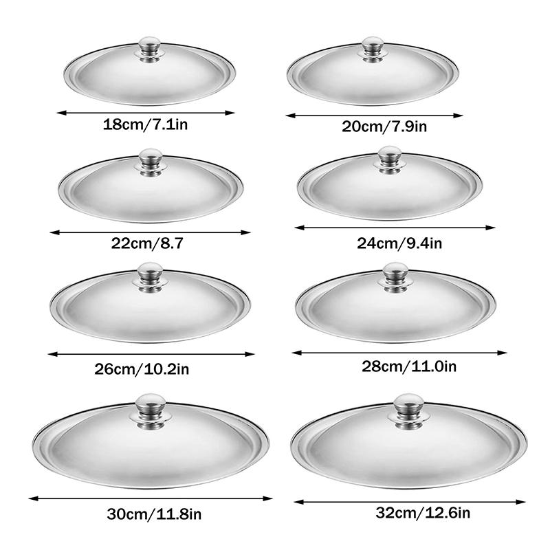 Круглая крышка для кастрюли из нержавеющей стали 10-32 см, универсальная замена, крышка для сковороды, гладкий край, можно мыть в посудомоечной машине, для сковороды, вока, кастрюли