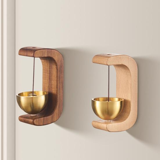 Brass Wood Shopkeepers Bell Loud Sound Front Door Hanging Bell Wind Chime Magnetic Door Opening Doorbell Home Office Coffee Shop Entrance Decoration