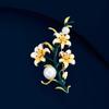 Lily Pearl Enamel Brooch: Elegant Women's Luxury Corsage Pin Accessory