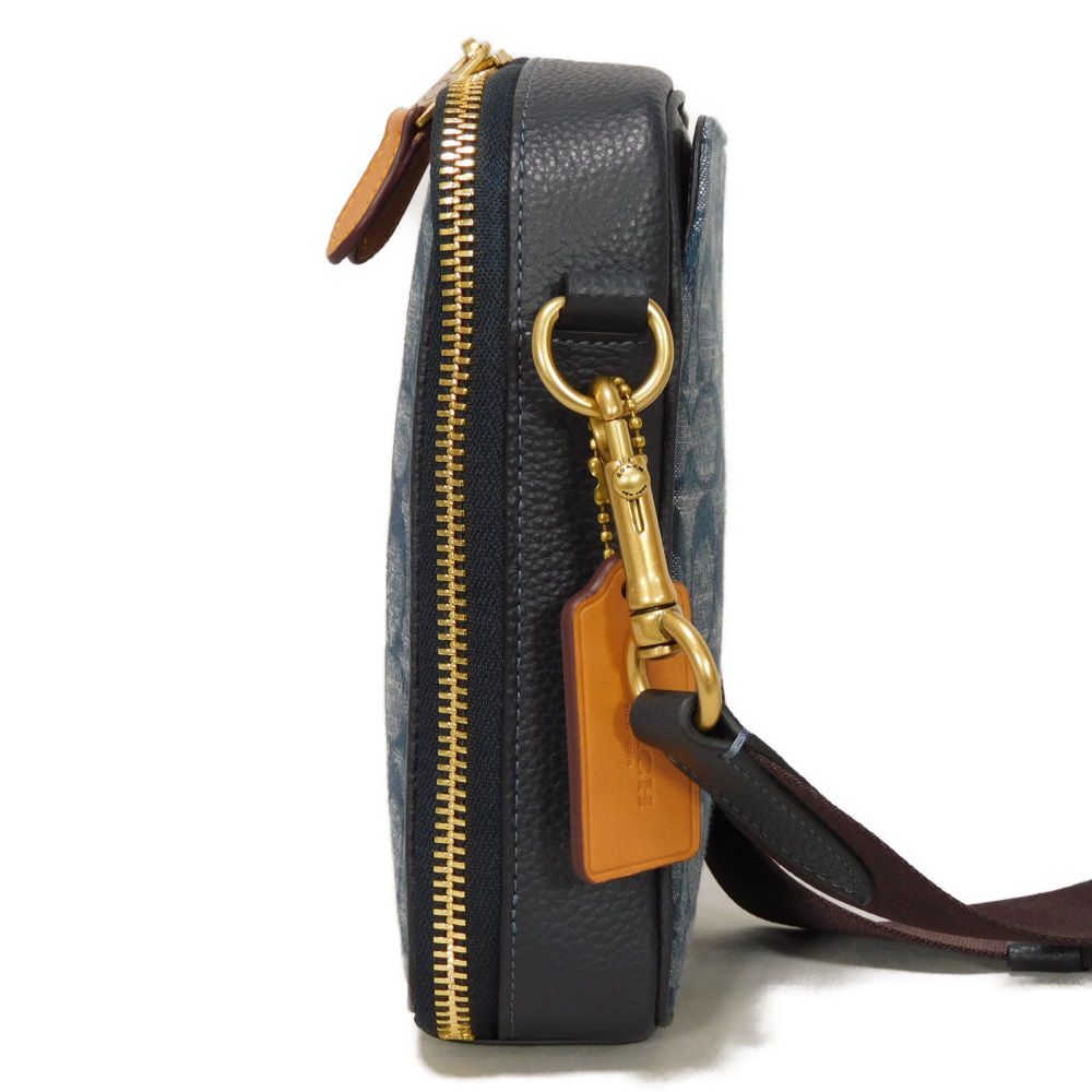 Used 9726 Stanton Crossbody Bag C8235 7921, Excellent Condition, Denim and Pebble Leather, All-Over Print Signature