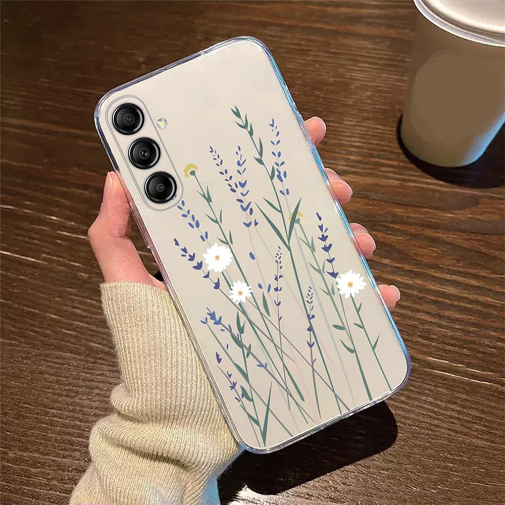 Для Samsung Galaxy M13 M14 M15 M23 M33 M34 M53 M54 M55 Чехол для телефона Белый Цветок Ромашки Масляная Живопись Прозрачный Прозрачный Чехол для Пары