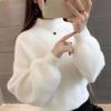 Women's Fashion Casual Fall Winter Solid Color Print Long Sleeve Half Turtleneck Sweaters