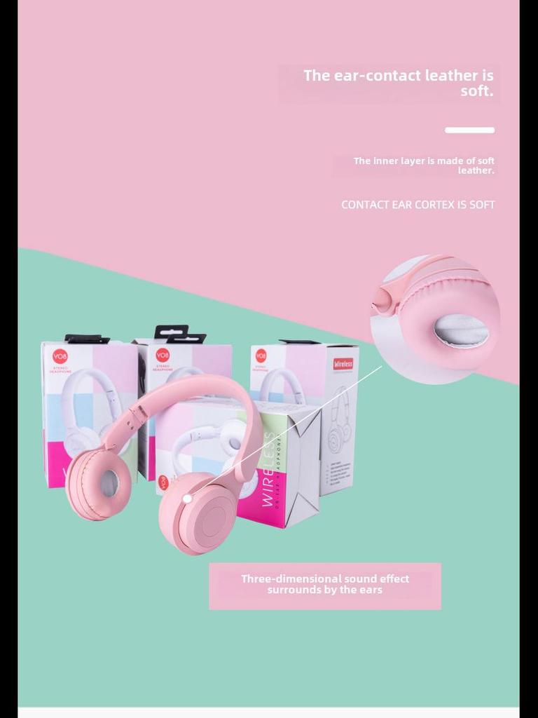 Гарнитура Bluetooth Y08 Heavy Bass Foldable Macaron — беспроводные наушники с креплением на голове