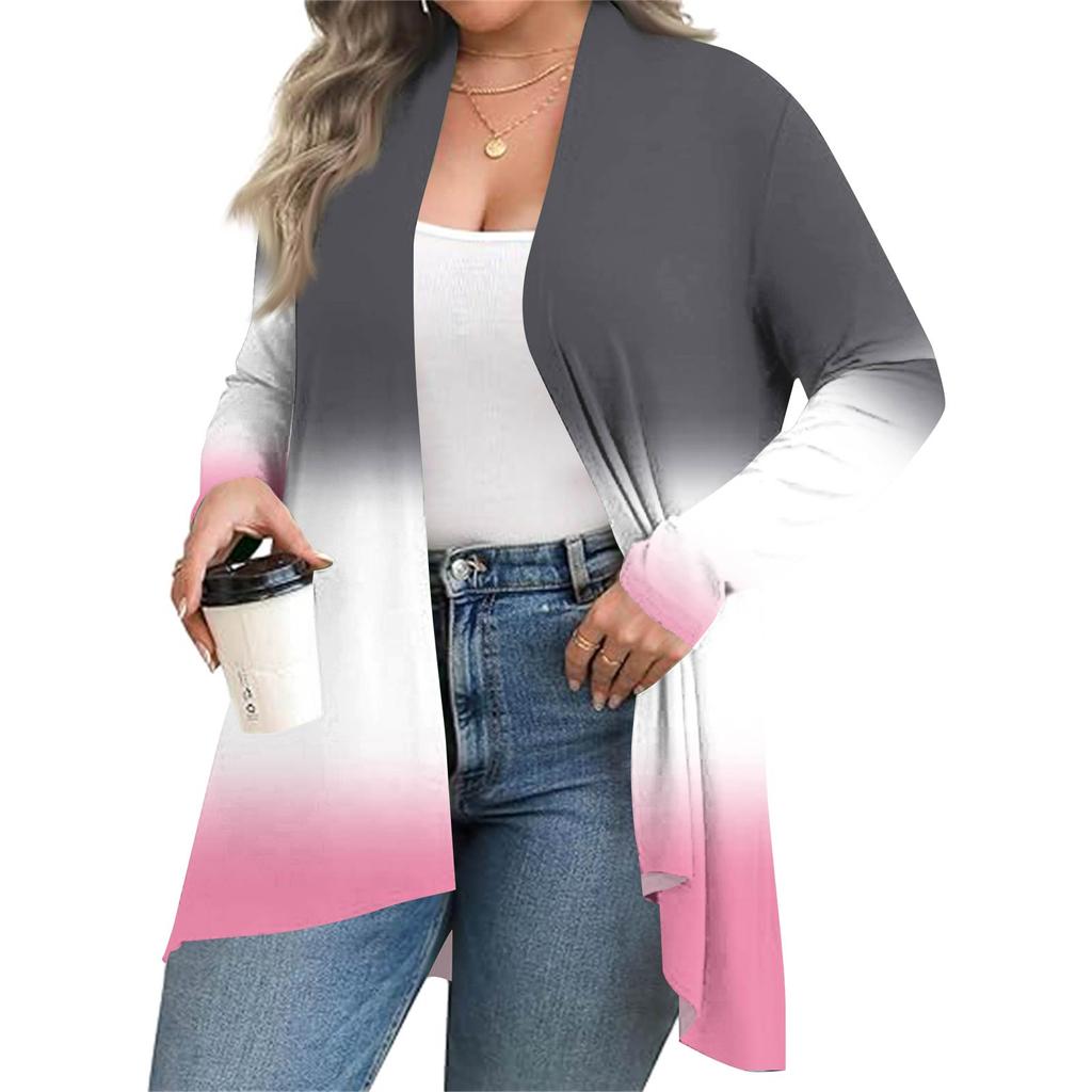 Женский осенне-зимний модный повседневный кардиган средней длины с принтом и длинным рукавом