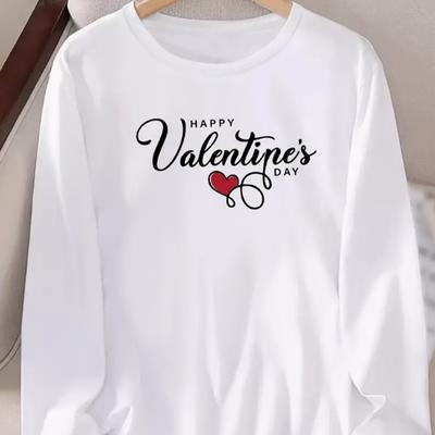 Топы для женщин, простая футболка с круглым вырезом и длинным рукавом с принтом в виде буквы «любовь», осенний повседневный тонкий пуловер, женский топ с длинным рукавом