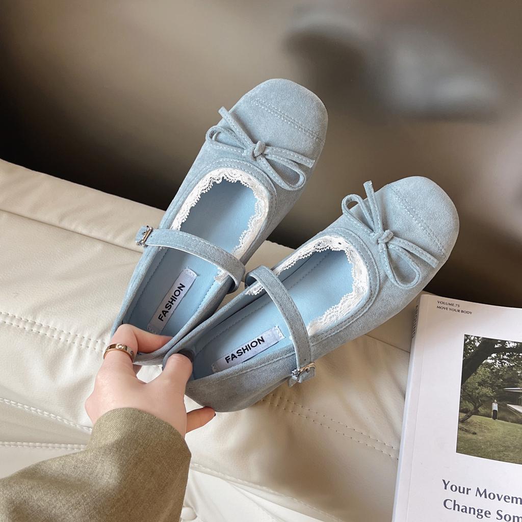 Туфли Мэри Джейн в стиле феи с бантом и неглубоким горлом, женские, 2025 г., новые туфли с французским темпераментом и одним словом, увеличивающие рост