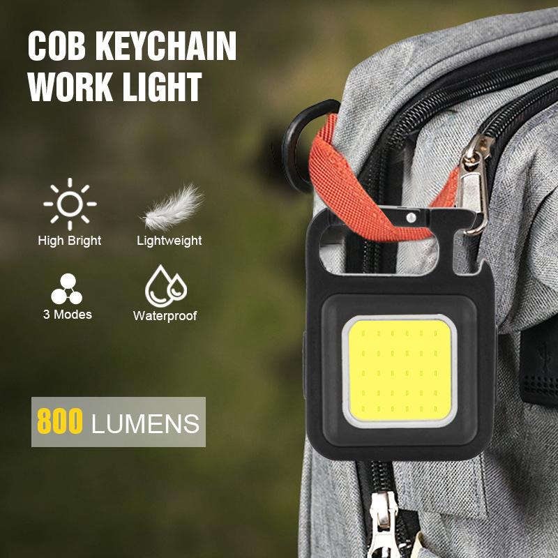 Mini LED Working Light Portable Pocket Flashlight USB Rechargeable Key Lights Lantern Camping Outside Hiking COB Strong Lamp