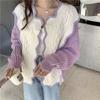 Purple Sweater Coat Autumn Women's Clothing Sweet Top Designed Niche Knitted Cardigan Early Spring Style
