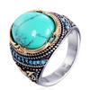 Vintage Turquoise Natural Gemstones Rings for Men Titanium Stainless Steel Finger Bands Cool Accessories Jewelry Sizes7-13 New