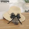 Women's Summer Wide Brim Casual Sunscreen Outdoor Bucket Hats Simple Elegant Breathable Lace Bow Sun Hats