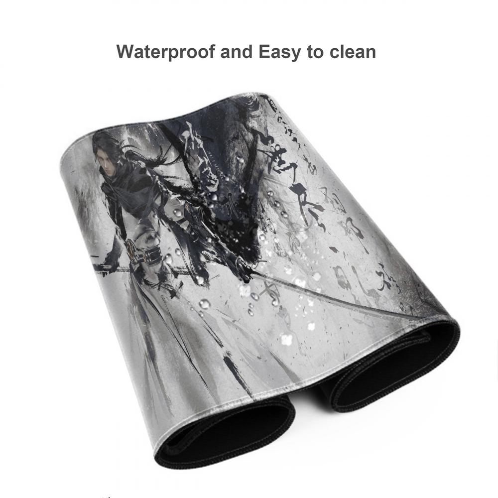 HYBXAXC Ink Warrior Mouse Pad XXL Anime samurai Rug Gaming Pc Accessories 40x90cm Office Desks Aesthetic Mousepad Table Cushion