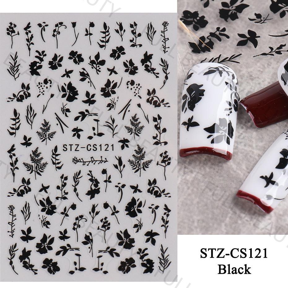 Летние цветочные и лиственные наклейки-водные слайдеры для дизайна ногтей в зеленом цвете