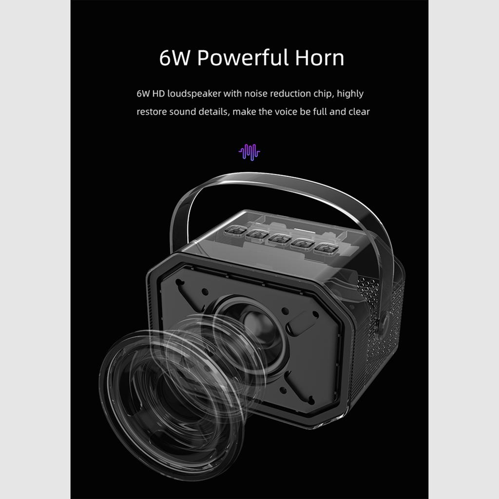 Мини-караоке-машина BT Караоке-динамик с беспроводными микрофонами Ослепительный цветовой световой эффект для