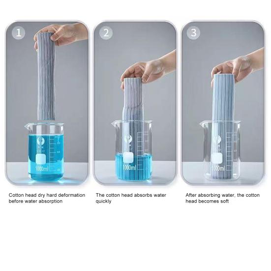 Швабра с 2 супервпитывающими губками, сменными стержнями для швабры, длинная ручка, эргономичный дизайн, маленькая самосжимающаяся швабра для чистки пола