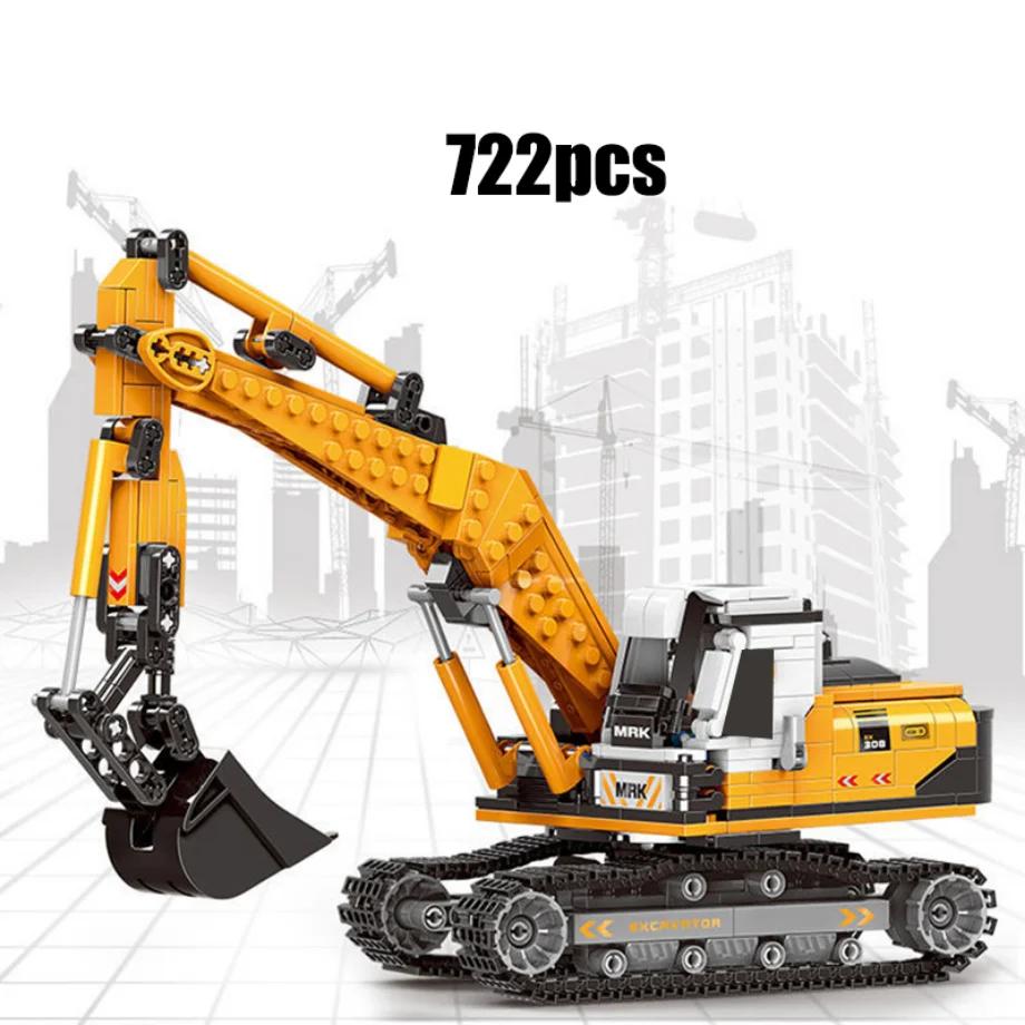 City Technical Building Blocks MOC WheelLoader Car Heavy Mining Truck Crane DIY Engineering Excavator Bricks Toy For Children
