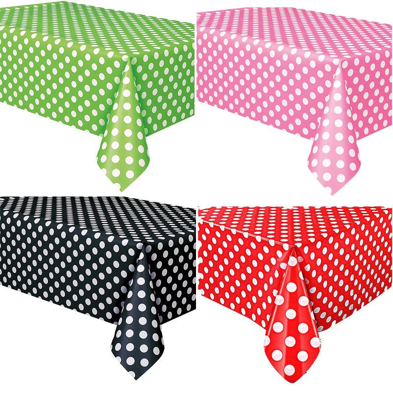 Disposable Waterproof Plastic Tablecloth Birthday Party Wedding Tablecloth Dot Eco-Friendly Tableware Rectangular Table Cover
