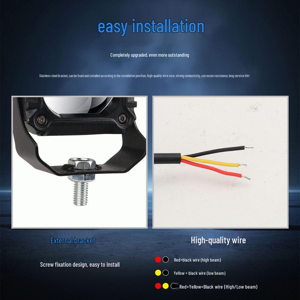 Двухлучевой светодиодный прожектор для автомобилей и мотоциклов - Желтый и Белый