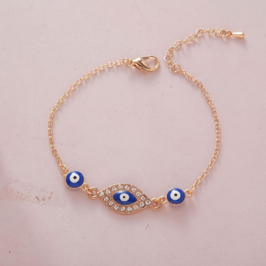 Женский браслет из титановой стали с кристаллами «Дьявольский синий зрачок»