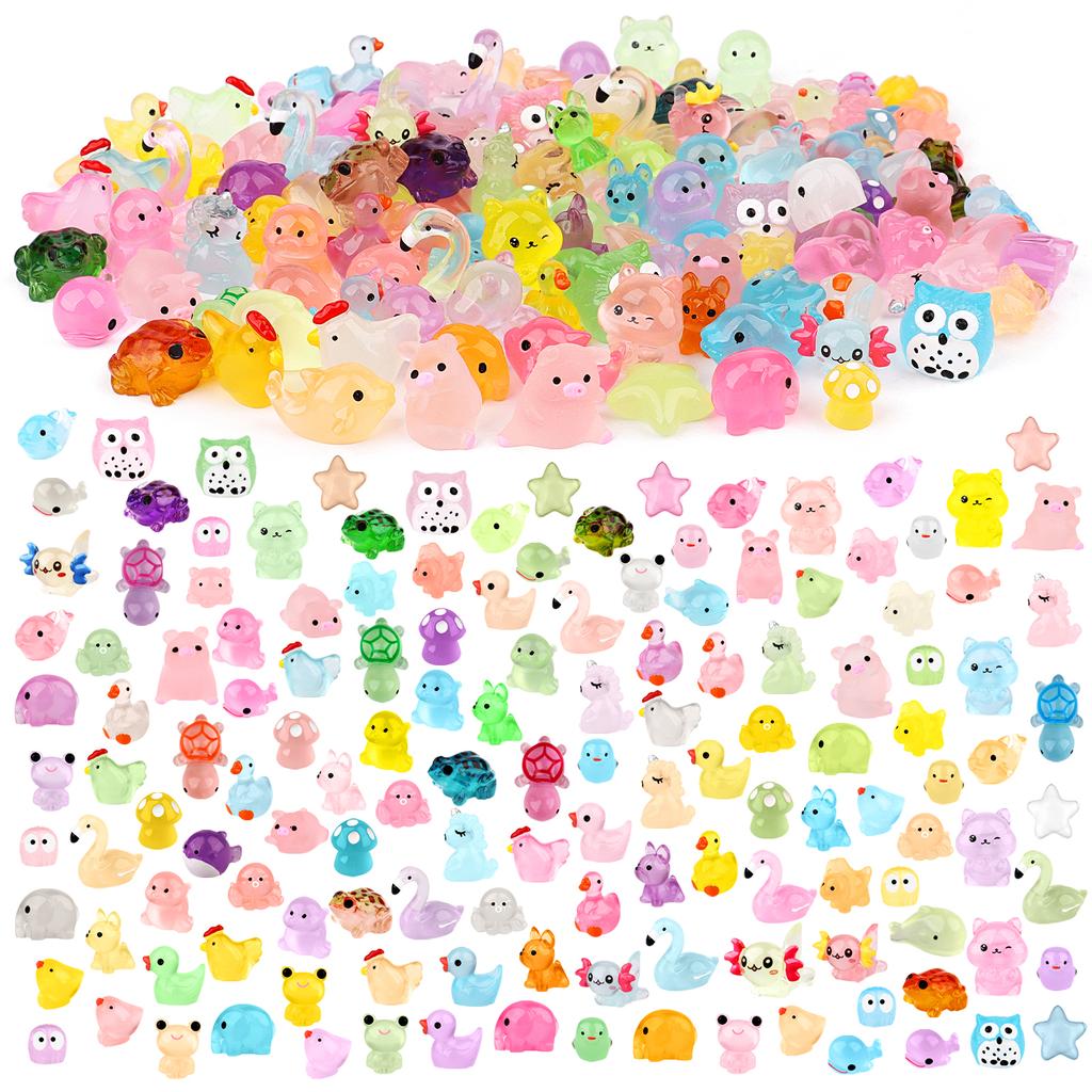 144 шт. Миниатюрные светящиеся смоляные животные, крошечные светящиеся в темноте морские животные, утки, дельфины, утки, черепахи, грибы, лягушки, миниатюрные фигурки