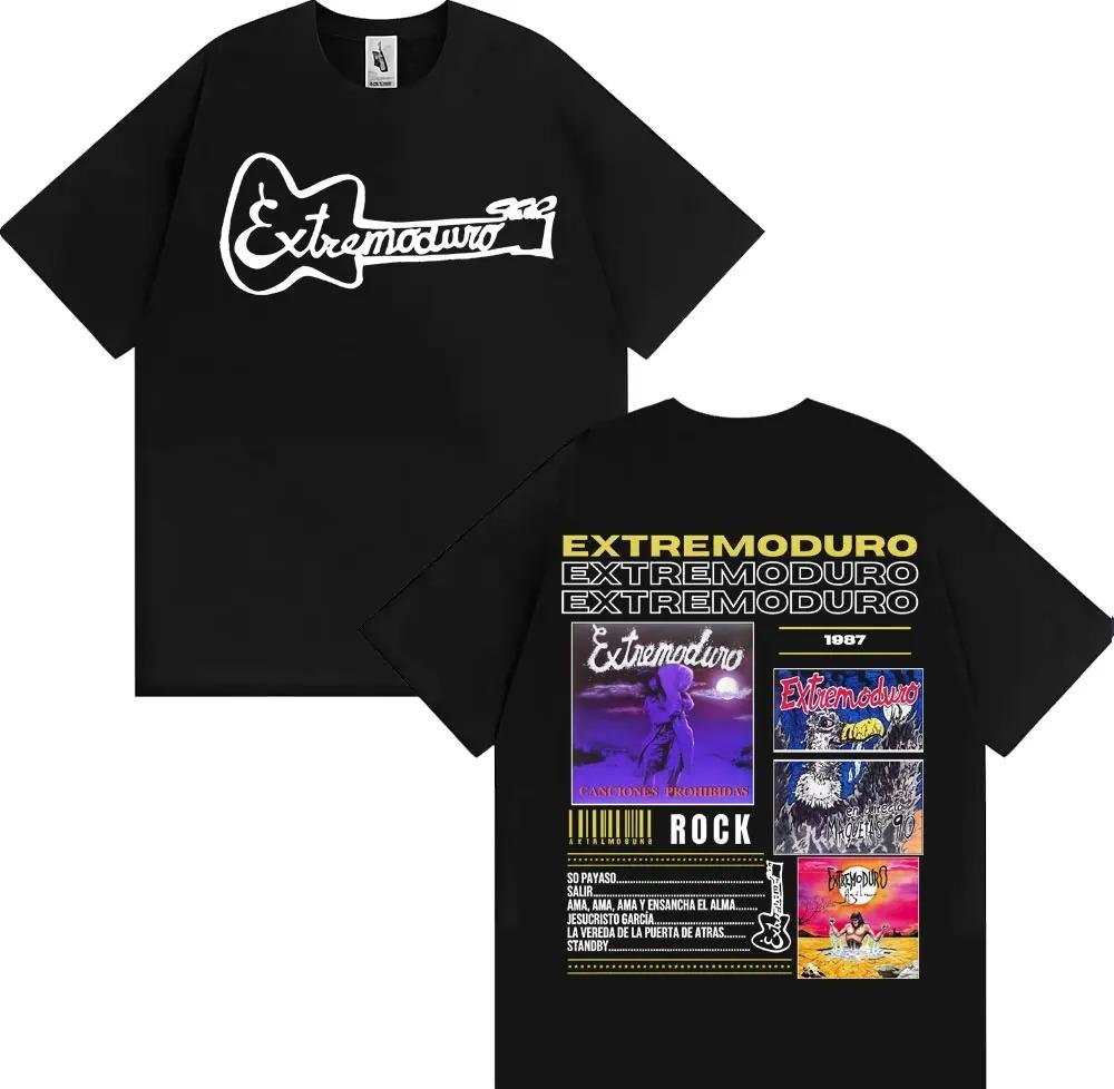 Футболка с принтом Rock Band EXTREMODURO Тур 2025 Мужская Модная Ретро С коротким рукавом Свободная Мягкий Топ