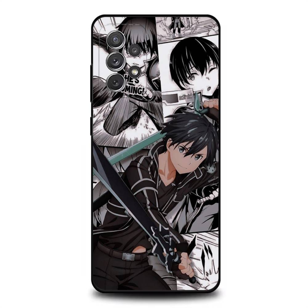 Чехол для телефона Sword Art Online SAO Кирито для Samsung S25, S24, S21, S22, S23, S30, Ultra, S20, Plus, Fe, Lite, Note, 10, 9, 5G Черный