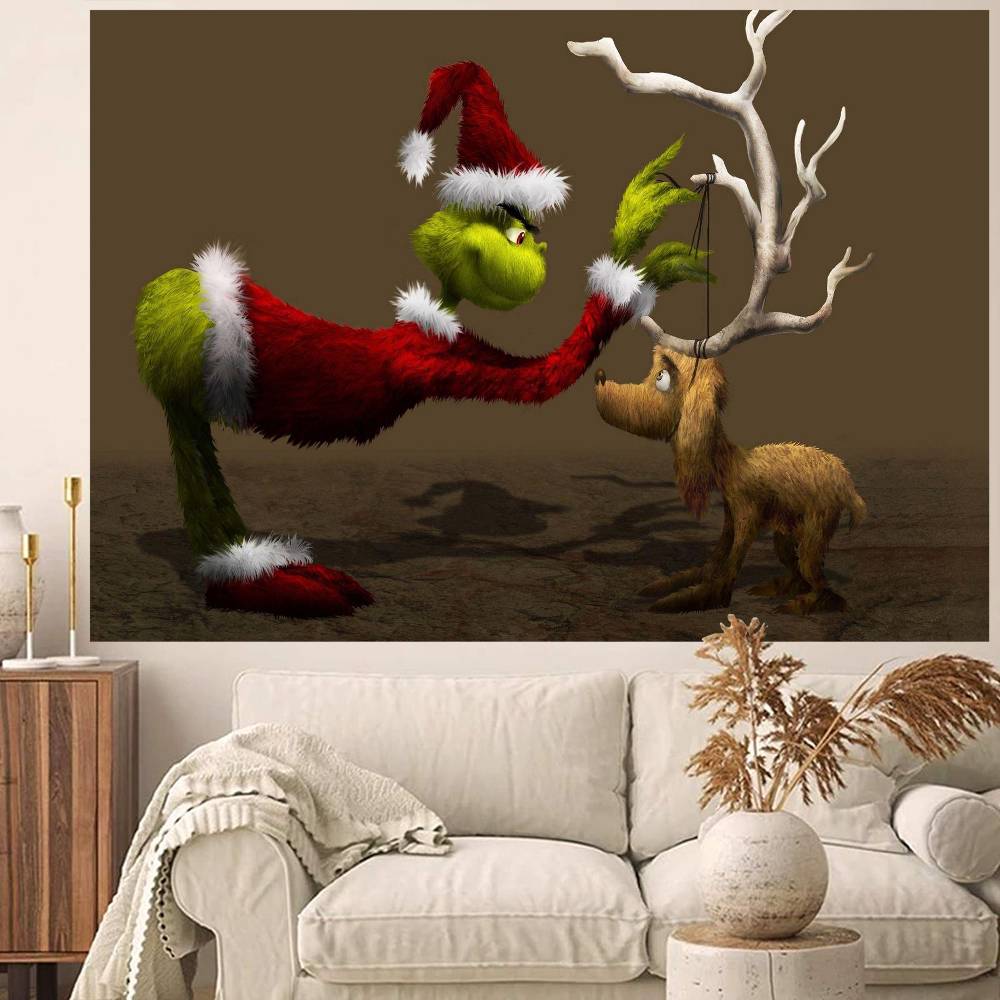 Winter Christmas Grinch background cloth,background decoration, room, photo studio prop-suitable for home decoration, parties