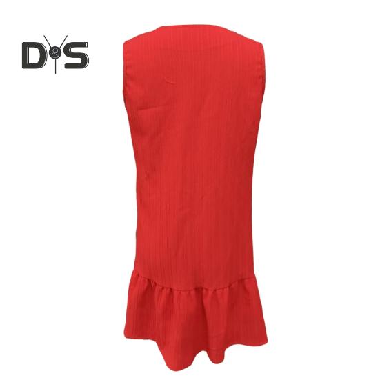 Летнее платье с V-образным вырезом без рукавов однобортное однотонное мини-платье однотонное свободное женское платье