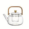1 шт. Чайник из высокоборосиликатного стекла с бамбуковой ручкой - Кипятите и заваривайте чай, Съемный инфузор для цветочного и травяного чая - Для домашнего использования