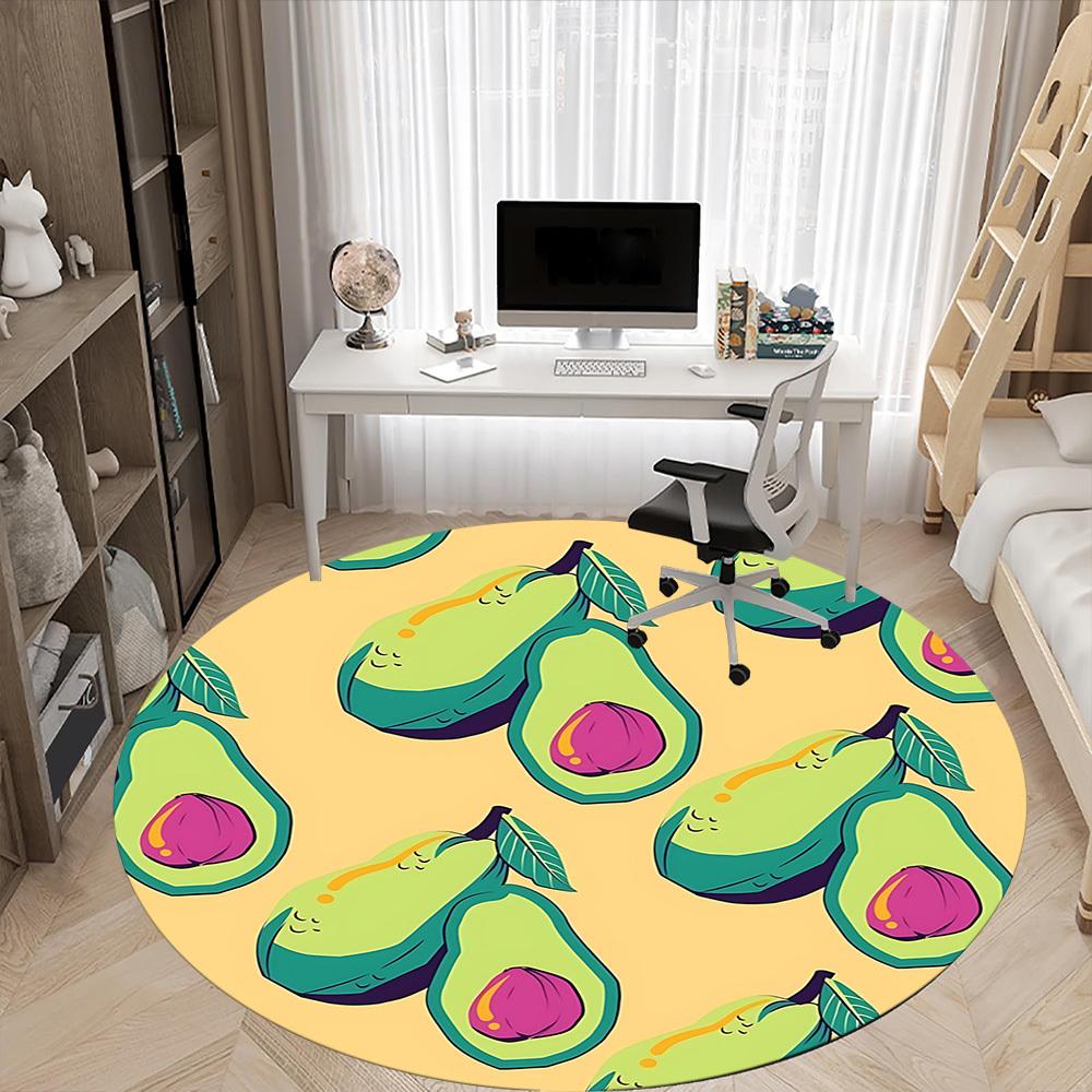 1pc Avocado Pattern Office Round Rug, Non-slip, Soft and Durable Office Rug for Interior Decoration, Perfect for Office,Decoration yy260204008