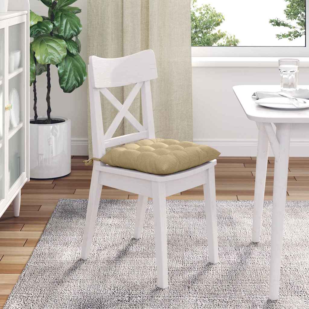 Seat Cushions 4 pcs Grey Green 40 x 40 x 6 cm Cord Fabric