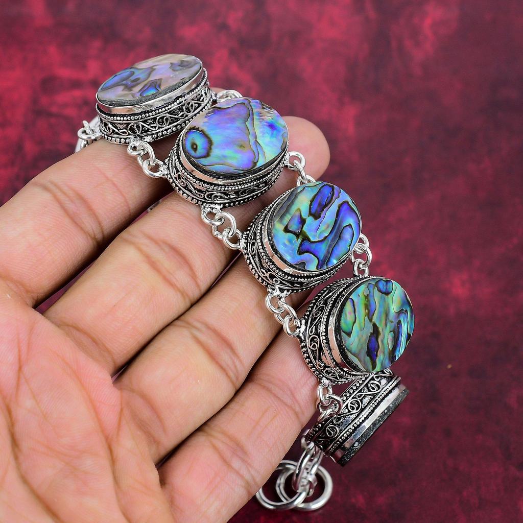 Браслет из ракушки абалон 925 пробы, регулируемый браслет-цепочка, подарок для женщин, браслет ручной работы с драгоценными камнями