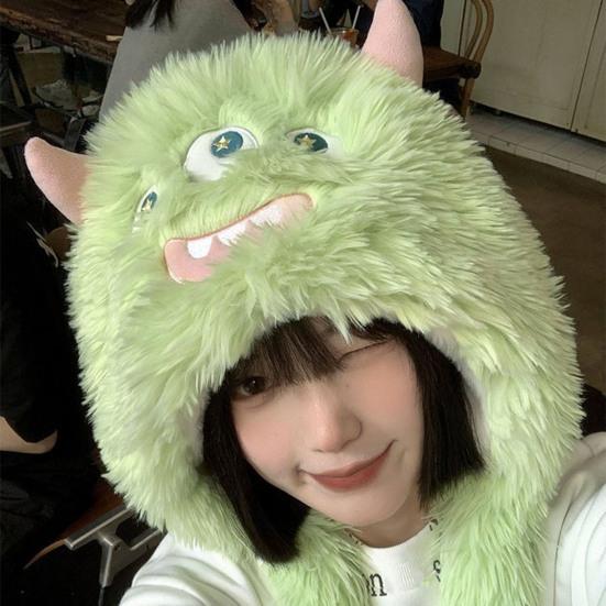 Забавная плюшевая шапка с мультяшным дизайном, супермягкая, ультра-толстая, приятная для кожи, ветрозащитная, очаровательная термоплюшевая шапка, головной убор