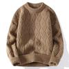 Men's Autumn/Winter Casual Twisted Sweater - Light Mature Style, Solid Color, Round Neck Pullover