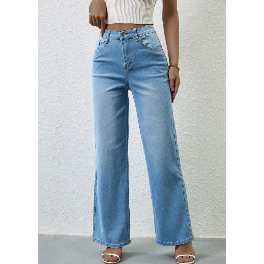 Джинсы с высокой талией для женщин, винтажные эластичные прямые брюки, женские длинные брюки