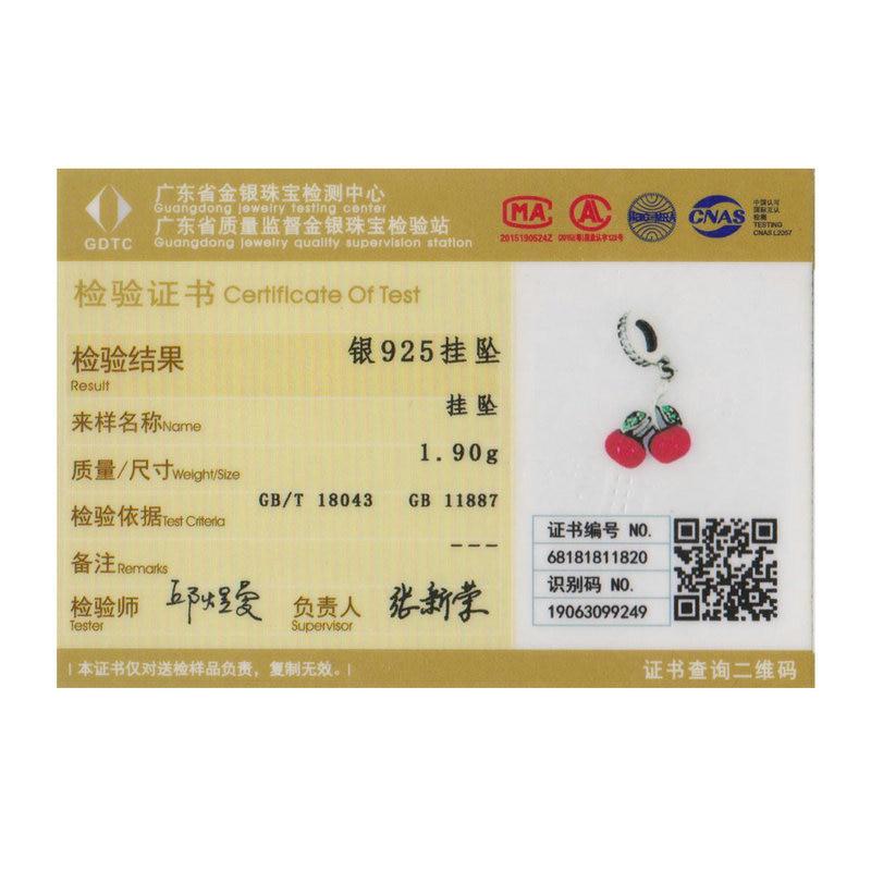BAMOER модный кулон из стерлингового серебра 925 пробы с фруктами и красной эмалью вишни, подвеска, подходящий для женщин, браслеты